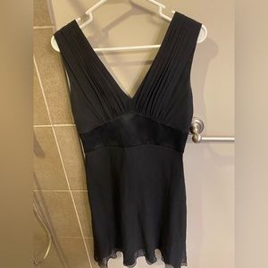 White House Black Market formal black chiffon and satin knee length dress.